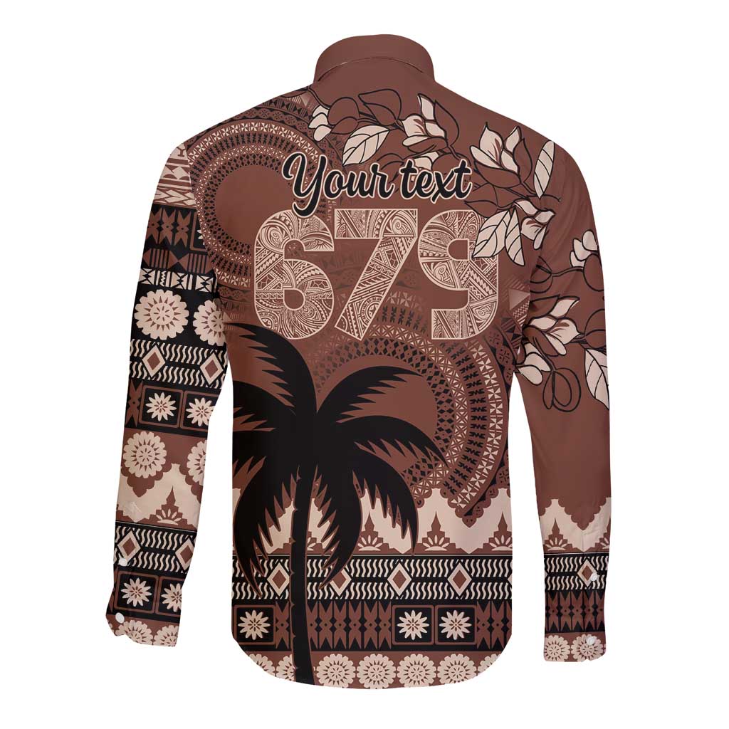 Personalised Bula Fiji 679 Long Sleeve Button Shirt Fijian Tagimoucia Masi Tapa Art LT9 - Polynesian Pride