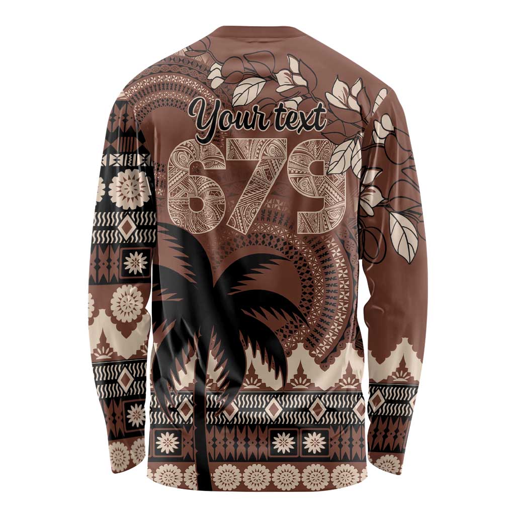 Personalised Bula Fiji 679 Long Sleeve Shirt Fijian Tagimoucia Masi Tapa Art LT9 - Polynesian Pride