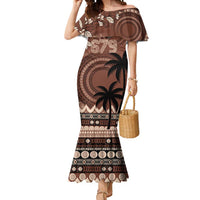 Personalised Bula Fiji 679 Mermaid Dress Fijian Tagimoucia Masi Tapa Art LT9 Women Brown - Polynesian Pride
