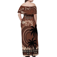 Personalised Bula Fiji 679 Off Shoulder Maxi Dress Fijian Tagimoucia Masi Tapa Art LT9 - Polynesian Pride