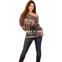 Personalised Bula Fiji 679 Off Shoulder Sweater Fijian Tagimoucia Masi Tapa Art LT9 - Polynesian Pride