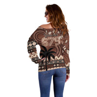 Personalised Bula Fiji 679 Off Shoulder Sweater Fijian Tagimoucia Masi Tapa Art LT9 - Polynesian Pride