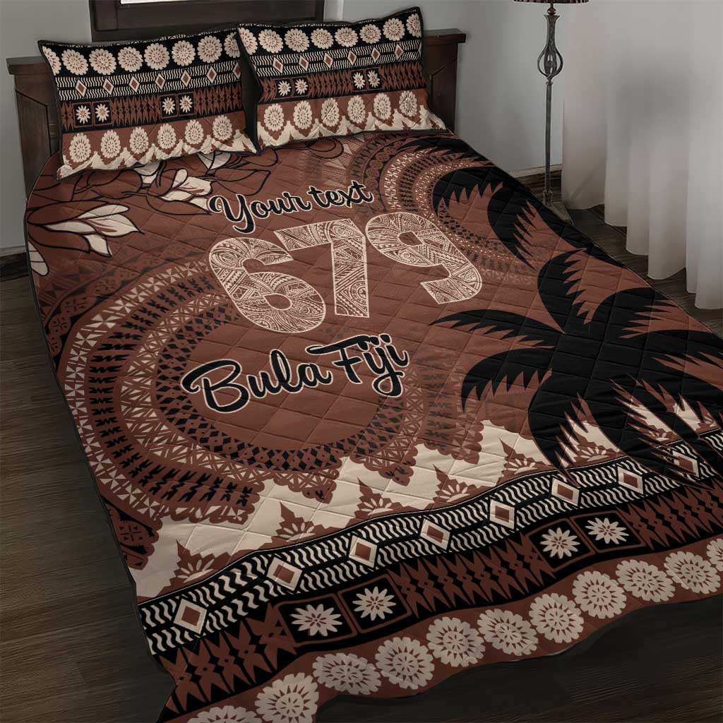 Personalised Bula Fiji 679 Quilt Bed Set Fijian Tagimoucia Masi Tapa Art LT9 Brown - Polynesian Pride