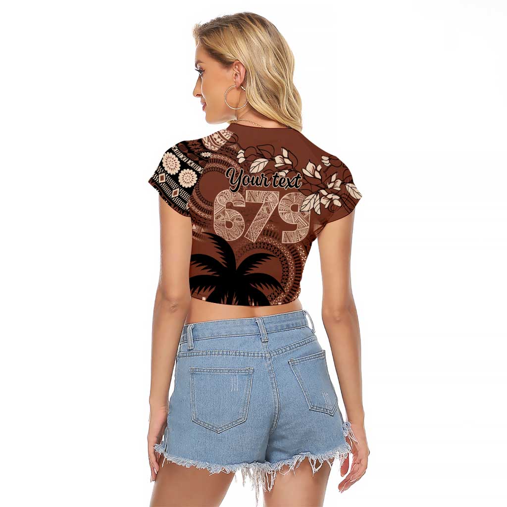 Personalised Bula Fiji 679 Raglan Cropped T Shirt Fijian Tagimoucia Masi Tapa Art LT9 - Polynesian Pride