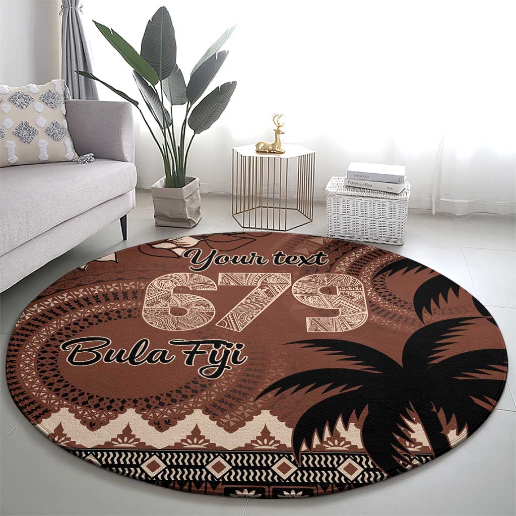 Personalised Bula Fiji 679 Round Carpet Fijian Tagimoucia Masi Tapa Art LT9 - Polynesian Pride