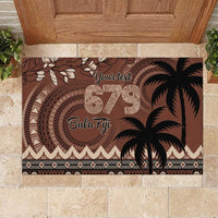 Personalised Bula Fiji 679 Rubber Doormat Fijian Tagimoucia Masi Tapa Art LT9 Brown - Polynesian Pride
