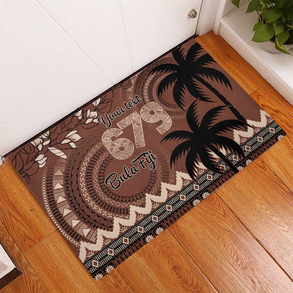 Personalised Bula Fiji 679 Rubber Doormat Fijian Tagimoucia Masi Tapa Art LT9 - Polynesian Pride