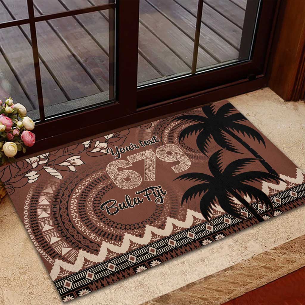 Personalised Bula Fiji 679 Rubber Doormat Fijian Tagimoucia Masi Tapa Art LT9 - Polynesian Pride
