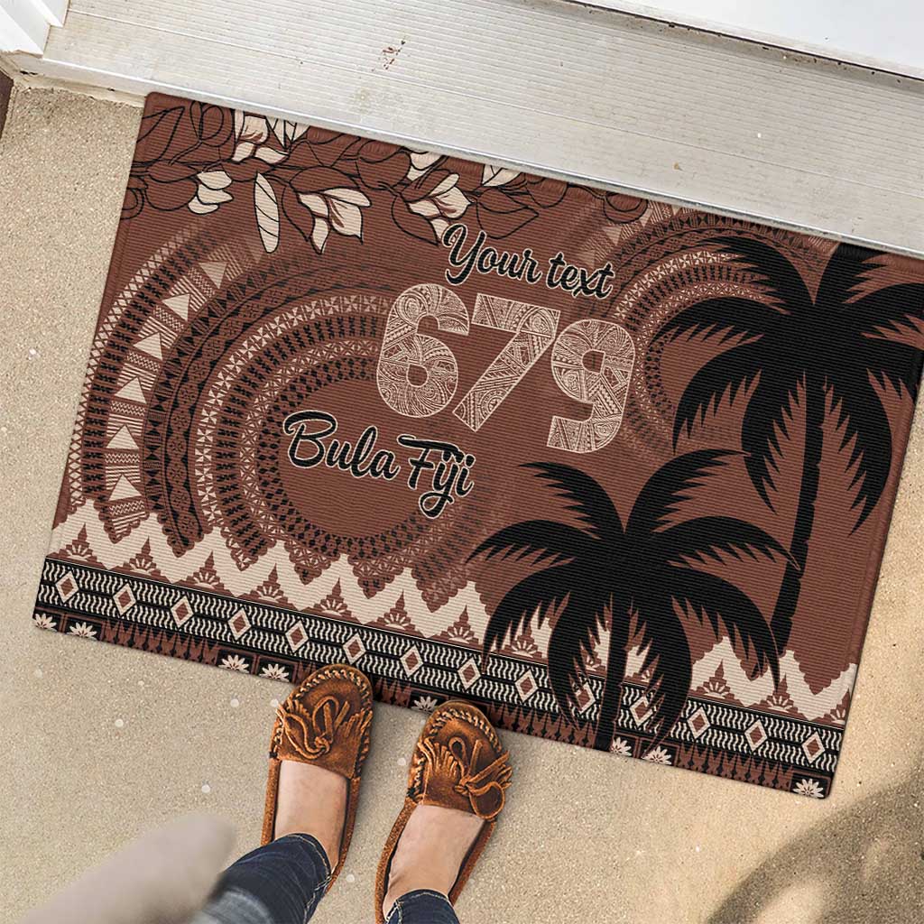 Personalised Bula Fiji 679 Rubber Doormat Fijian Tagimoucia Masi Tapa Art LT9 - Polynesian Pride