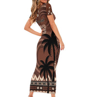 Personalised Bula Fiji 679 Short Sleeve Bodycon Dress Fijian Tagimoucia Masi Tapa Art LT9 - Polynesian Pride