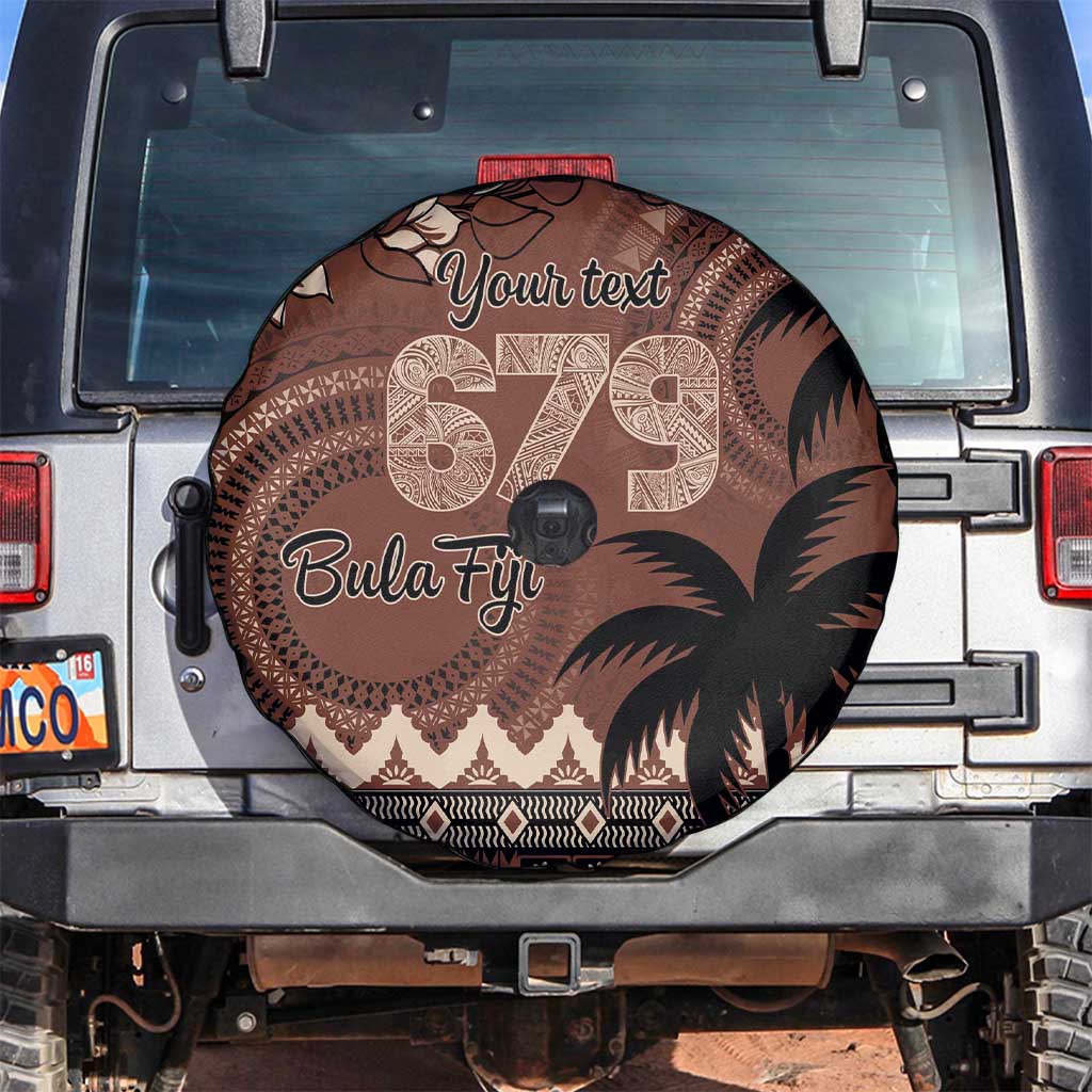 Personalised Bula Fiji 679 Spare Tire Cover Fijian Tagimoucia Masi Tapa Art LT9 Brown - Polynesian Pride