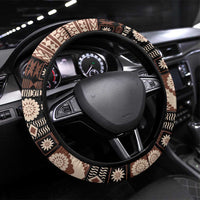 Bula Fiji 679 Steering Wheel Cover Fijian Tagimoucia Masi Tapa Art LT9 Universal Fit Brown - Polynesian Pride