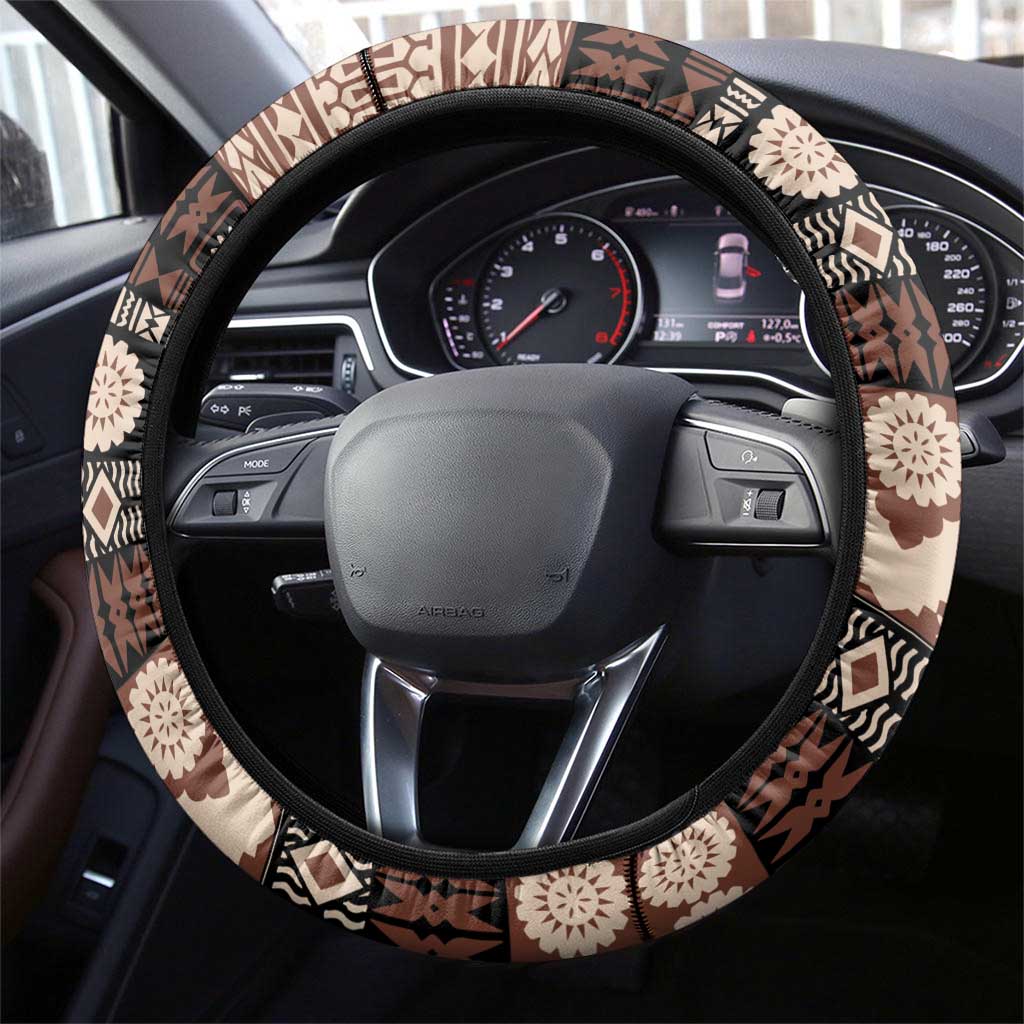 Bula Fiji 679 Steering Wheel Cover Fijian Tagimoucia Masi Tapa Art LT9 - Polynesian Pride