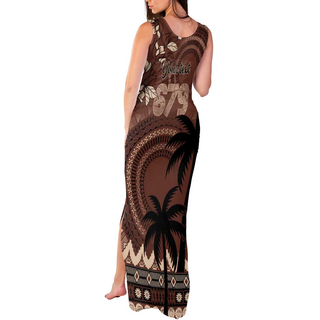 Personalised Bula Fiji 679 Tank Maxi Dress Fijian Tagimoucia Masi Tapa Art LT9 - Polynesian Pride