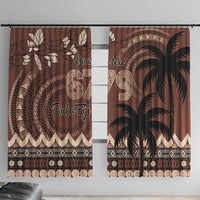 Personalised Bula Fiji 679 Window Curtain Fijian Tagimoucia Masi Tapa Art LT9 With Hooks Brown - Polynesian Pride