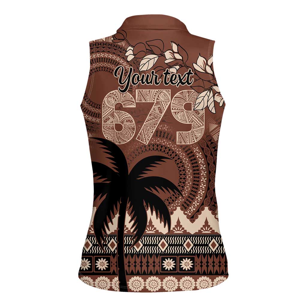 Personalised Bula Fiji 679 Women Sleeveless Polo Shirt Fijian Tagimoucia Masi Tapa Art LT9 - Polynesian Pride