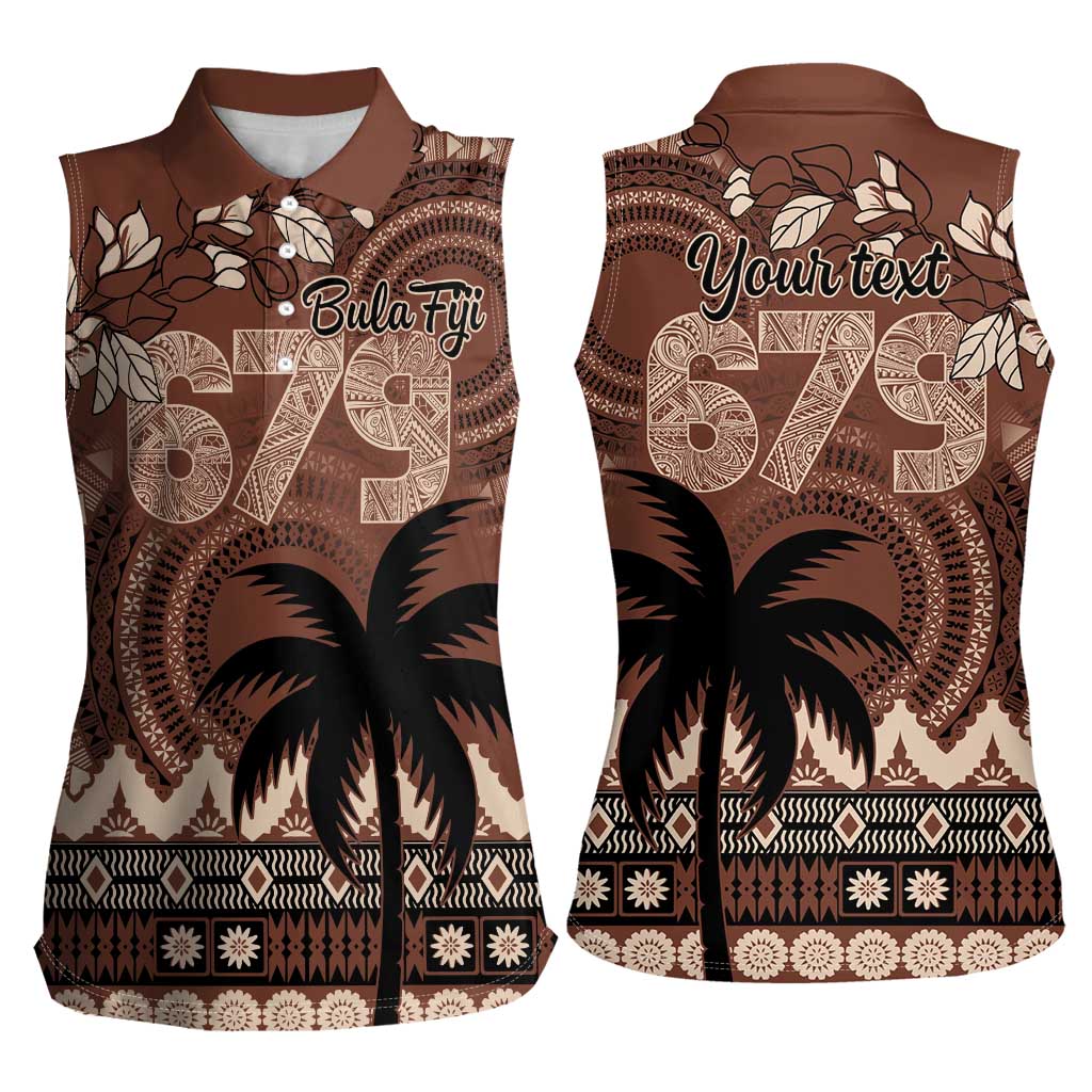 Personalised Bula Fiji 679 Women Sleeveless Polo Shirt Fijian Tagimoucia Masi Tapa Art LT9 - Polynesian Pride