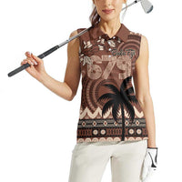 Personalised Bula Fiji 679 Women Sleeveless Polo Shirt Fijian Tagimoucia Masi Tapa Art LT9 - Polynesian Pride