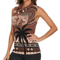 Personalised Bula Fiji 679 Women Sleeveless Polo Shirt Fijian Tagimoucia Masi Tapa Art LT9 - Polynesian Pride