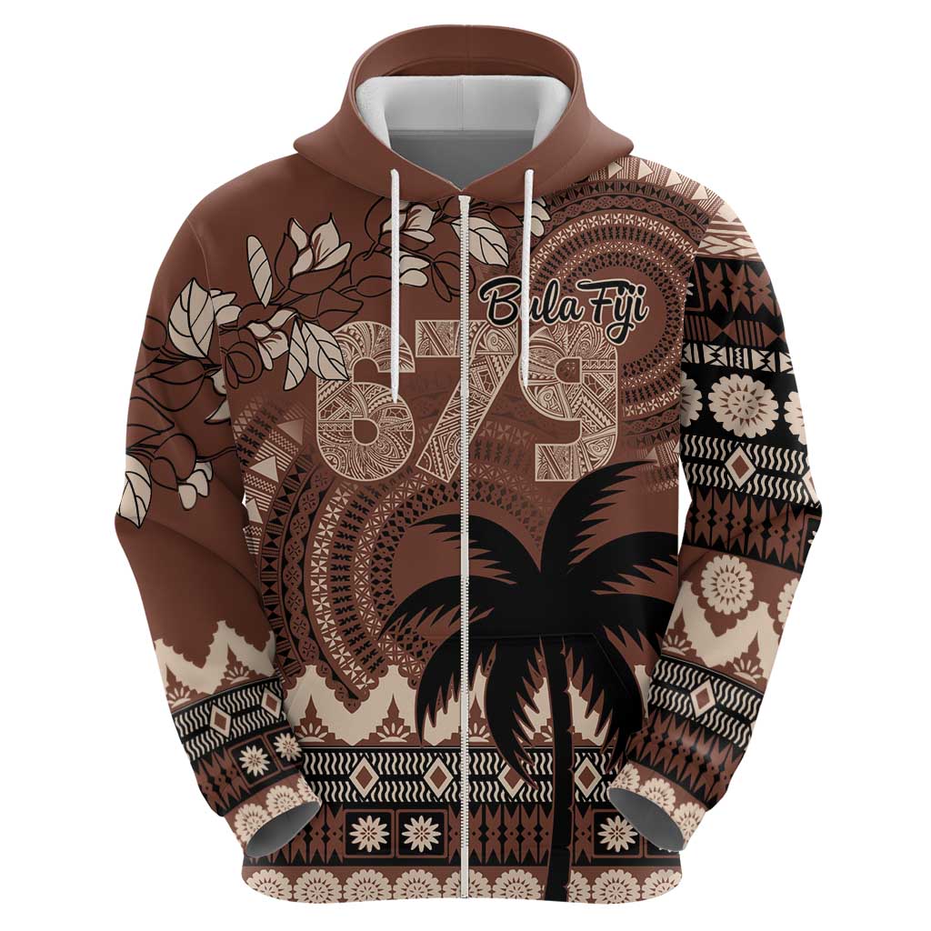 Personalised Bula Fiji 679 Zip Hoodie Fijian Tagimoucia Masi Tapa Art LT9 - Polynesian Pride