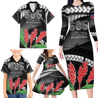 Personalised Samoa 685 Family Matching Long Sleeve Bodycon Dress and Hawaiian Shirt Teuila Flower With Black Samoan Tattoo LT9 - Polynesian Pride