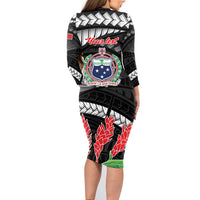 Personalised Samoa 685 Family Matching Long Sleeve Bodycon Dress and Hawaiian Shirt Teuila Flower With Black Samoan Tattoo LT9 - Polynesian Pride