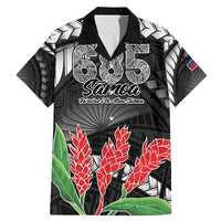 Personalised Samoa 685 Family Matching Mermaid Dress and Hawaiian Shirt Teuila Flower With Black Samoan Tattoo LT9 Dad's Shirt - Short Sleeve Black - Polynesian Pride