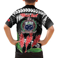 Personalised Samoa 685 Family Matching Off Shoulder Short Dress and Hawaiian Shirt Teuila Flower With Black Samoan Tattoo LT9 - Polynesian Pride