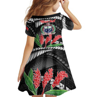 Personalised Samoa 685 Family Matching Puletasi and Hawaiian Shirt Teuila Flower With Black Samoan Tattoo LT9 - Polynesian Pride
