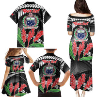 Personalised Samoa 685 Family Matching Puletasi and Hawaiian Shirt Teuila Flower With Black Samoan Tattoo LT9 - Polynesian Pride