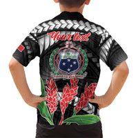 Personalised Samoa 685 Family Matching Short Sleeve Bodycon Dress and Hawaiian Shirt Teuila Flower With Black Samoan Tattoo LT9 - Polynesian Pride
