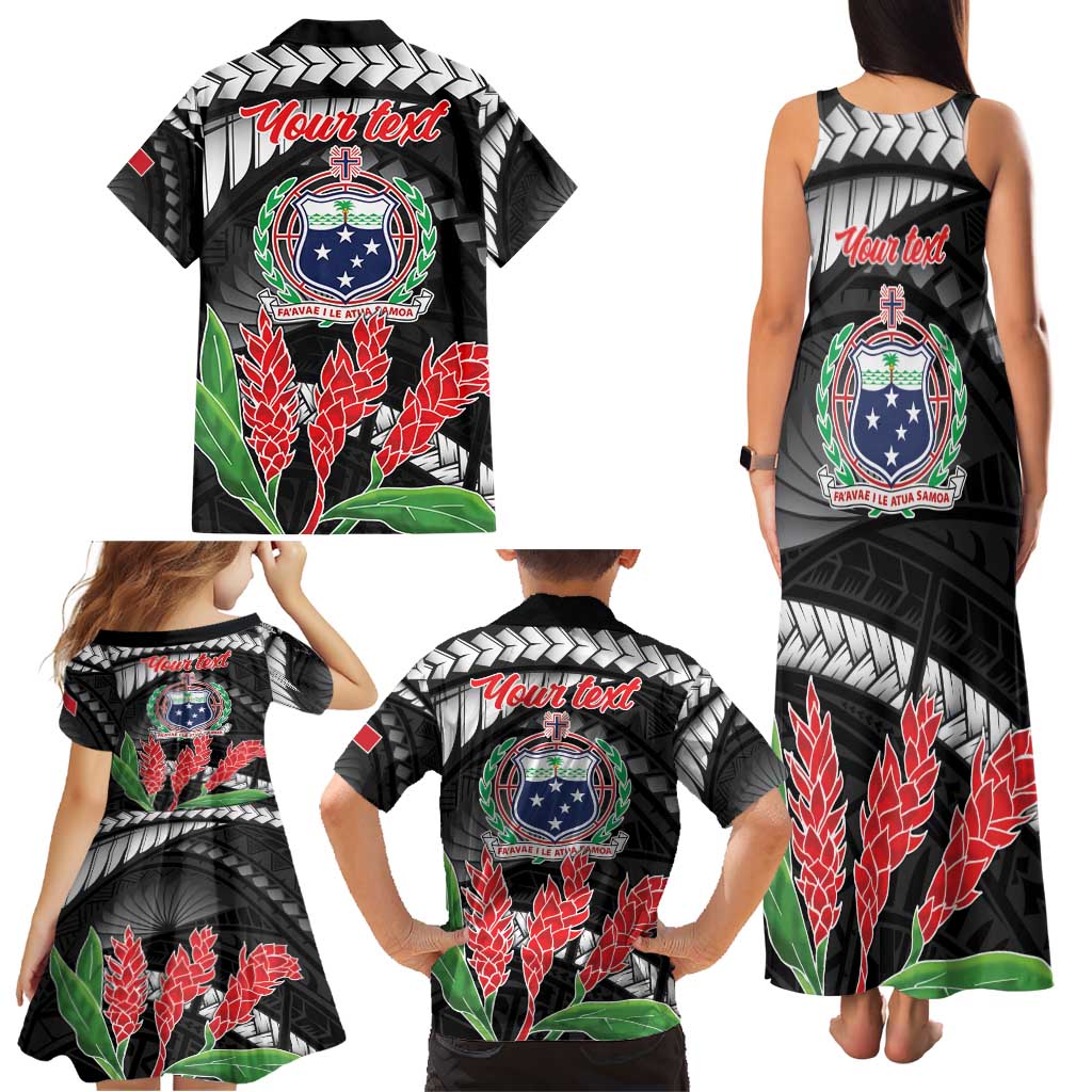 Personalised Samoa 685 Family Matching Tank Maxi Dress and Hawaiian Shirt Teuila Flower With Black Samoan Tattoo LT9 - Polynesian Pride
