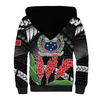 Personalised Samoa 685 Sherpa Hoodie Teuila Flower With Black Samoan Tattoo LT9 - Polynesian Pride