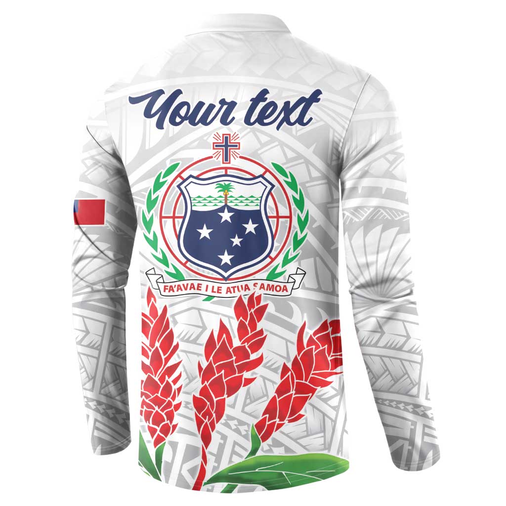 Personalised Samoa 685 Button Sweatshirt Teuila Flower With White Samoan Tattoo
