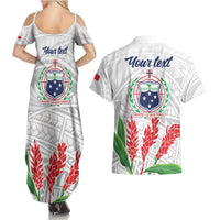 Personalised Samoa 685 Couples Matching Summer Maxi Dress and Hawaiian Shirt Teuila Flower With White Samoan Tattoo LT9 - Polynesian Pride