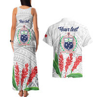 Personalised Samoa 685 Couples Matching Tank Maxi Dress and Hawaiian Shirt Teuila Flower With White Samoan Tattoo LT9 - Polynesian Pride
