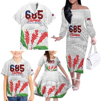 Personalised Samoa 685 Family Matching Off The Shoulder Long Sleeve Dress and Hawaiian Shirt Teuila Flower With White Samoan Tattoo LT9 - Polynesian Pride