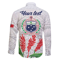 Personalised Samoa 685 Family Matching Off The Shoulder Long Sleeve Dress and Hawaiian Shirt Teuila Flower With White Samoan Tattoo LT9 - Polynesian Pride