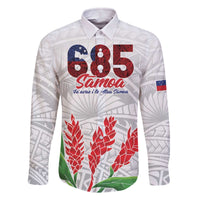 Personalised Samoa 685 Family Matching Off Shoulder Short Dress and Hawaiian Shirt Teuila Flower With White Samoan Tattoo LT9 Dad's Shirt - Long Sleeve White - Polynesian Pride
