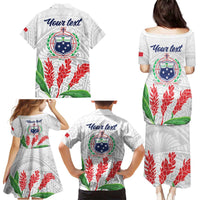 Personalised Samoa 685 Family Matching Puletasi and Hawaiian Shirt Teuila Flower With White Samoan Tattoo LT9 - Polynesian Pride