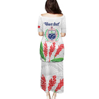 Personalised Samoa 685 Family Matching Puletasi and Hawaiian Shirt Teuila Flower With White Samoan Tattoo LT9 - Polynesian Pride