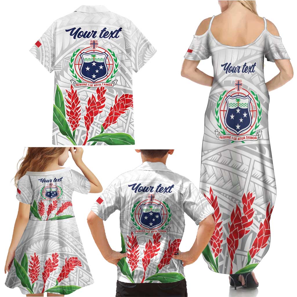 Personalised Samoa 685 Family Matching Summer Maxi Dress and Hawaiian Shirt Teuila Flower With White Samoan Tattoo LT9 - Polynesian Pride