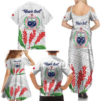 Personalised Samoa 685 Family Matching Summer Maxi Dress and Hawaiian Shirt Teuila Flower With White Samoan Tattoo LT9 - Polynesian Pride