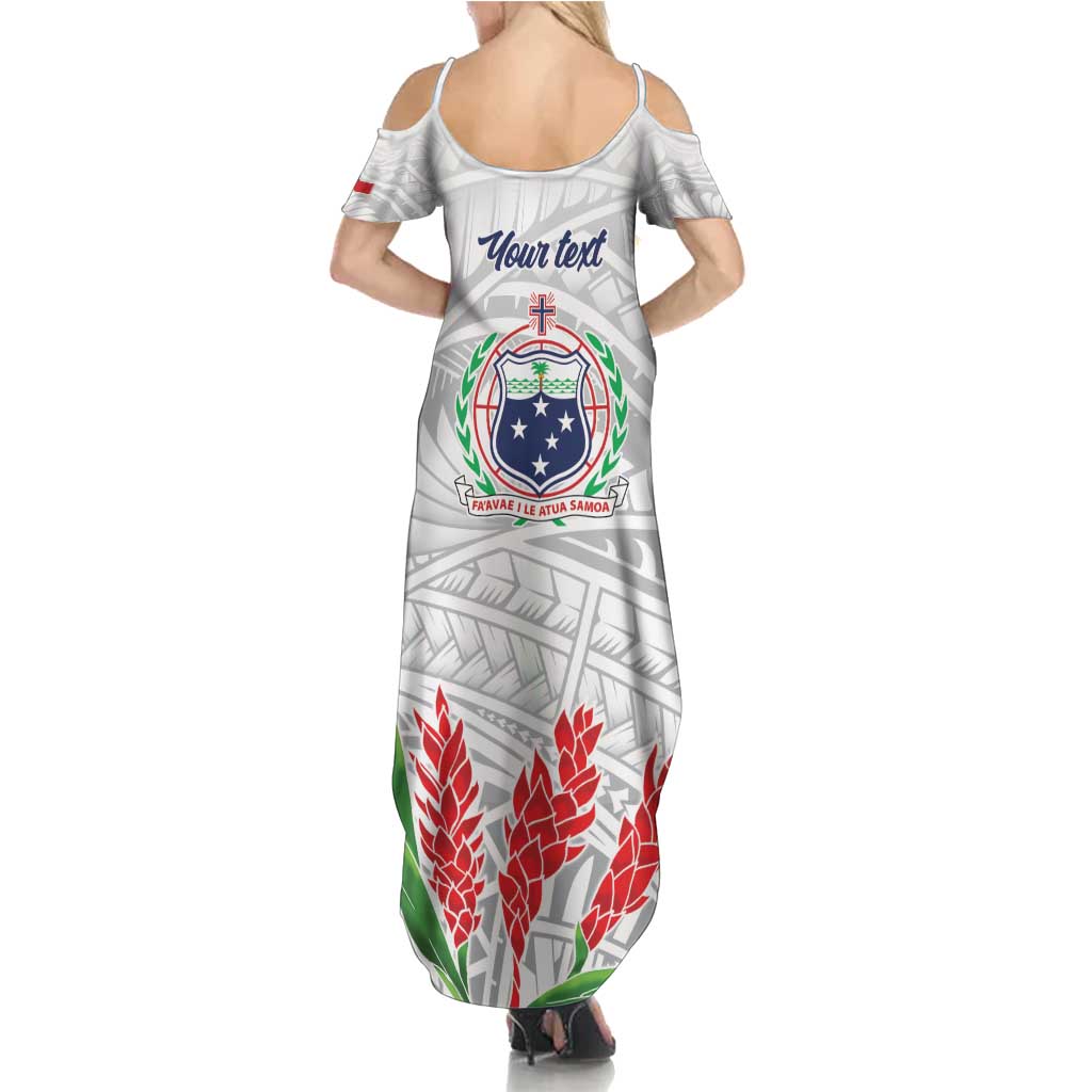 Personalised Samoa 685 Family Matching Summer Maxi Dress and Hawaiian Shirt Teuila Flower With White Samoan Tattoo LT9 - Polynesian Pride