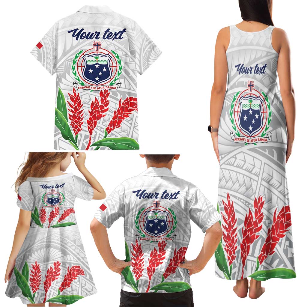 Personalised Samoa 685 Family Matching Tank Maxi Dress and Hawaiian Shirt Teuila Flower With White Samoan Tattoo LT9 - Polynesian Pride