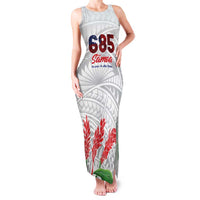 Personalised Samoa 685 Family Matching Tank Maxi Dress and Hawaiian Shirt Teuila Flower With White Samoan Tattoo LT9 Mom's Dress White - Polynesian Pride
