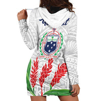 Personalised Samoa 685 Hoodie Dress Teuila Flower With White Samoan Tattoo LT9 - Polynesian Pride