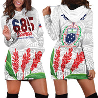 Personalised Samoa 685 Hoodie Dress Teuila Flower With White Samoan Tattoo LT9 - Polynesian Pride