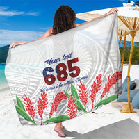Personalised Samoa 685 Sarong Teuila Flower With White Samoan Tattoo LT9 One Size 44 x 66 inches White - Polynesian Pride