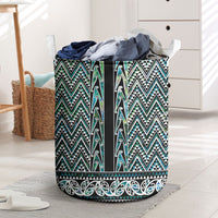 New Zealand Maori Niho Taniwha Laundry Basket Papua Shell - Mangopare Puhoro Pattern